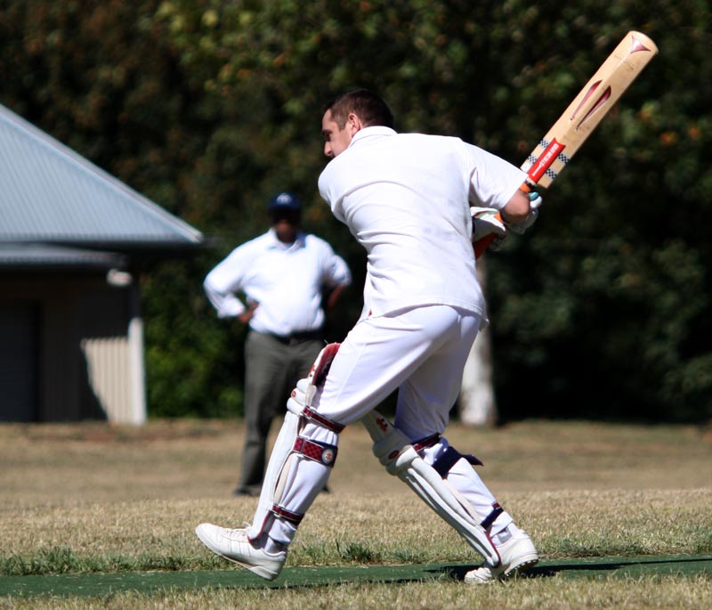 2K0C4108.jpg - yours truly going down the pitch to off-drive a ball to the boundary for four runs.