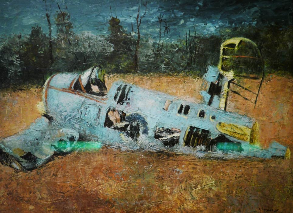 P1050900.jpg - Crashed fighter plane. Painted by Sali Herman in 1945.
