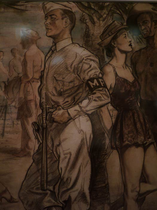P1050987.jpg - Beach fun on a Sunday afternoon in Townsville on leave.Section of a painting by Roy Hodgkinson in 1940's.