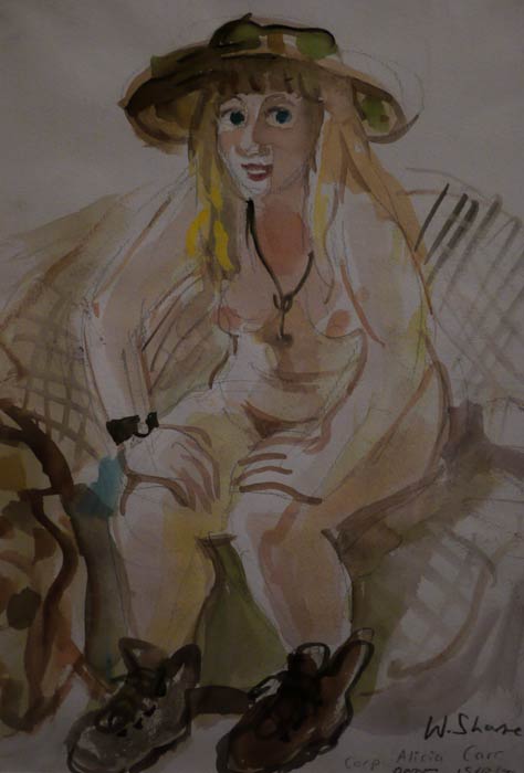 P1050988.jpg - Corporal Alicia Carr. Official artist Wendy Sharpe painted this watercolour in Darwin after Alicia suggested she send a nude drawing of herself to her boyfriend who was serving in East Timor in 1999.