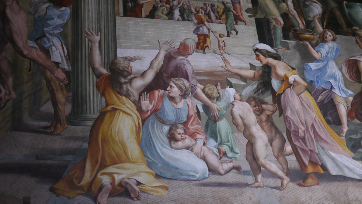 P1090286.jpg - Detail of Raphael's giant frescoe of the 847AD Fire in the Borgo, Rome