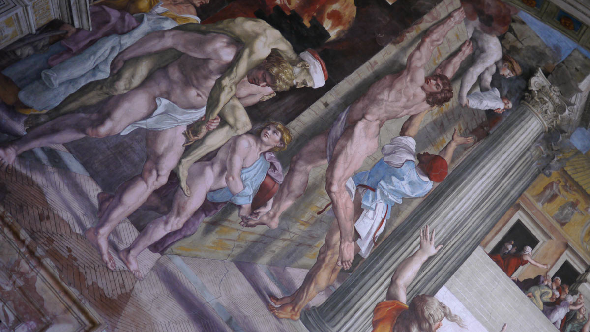 P1090287.jpg - Detail of Raphael's giant frescoe of the 847AD Fire in the Borgo, Rome